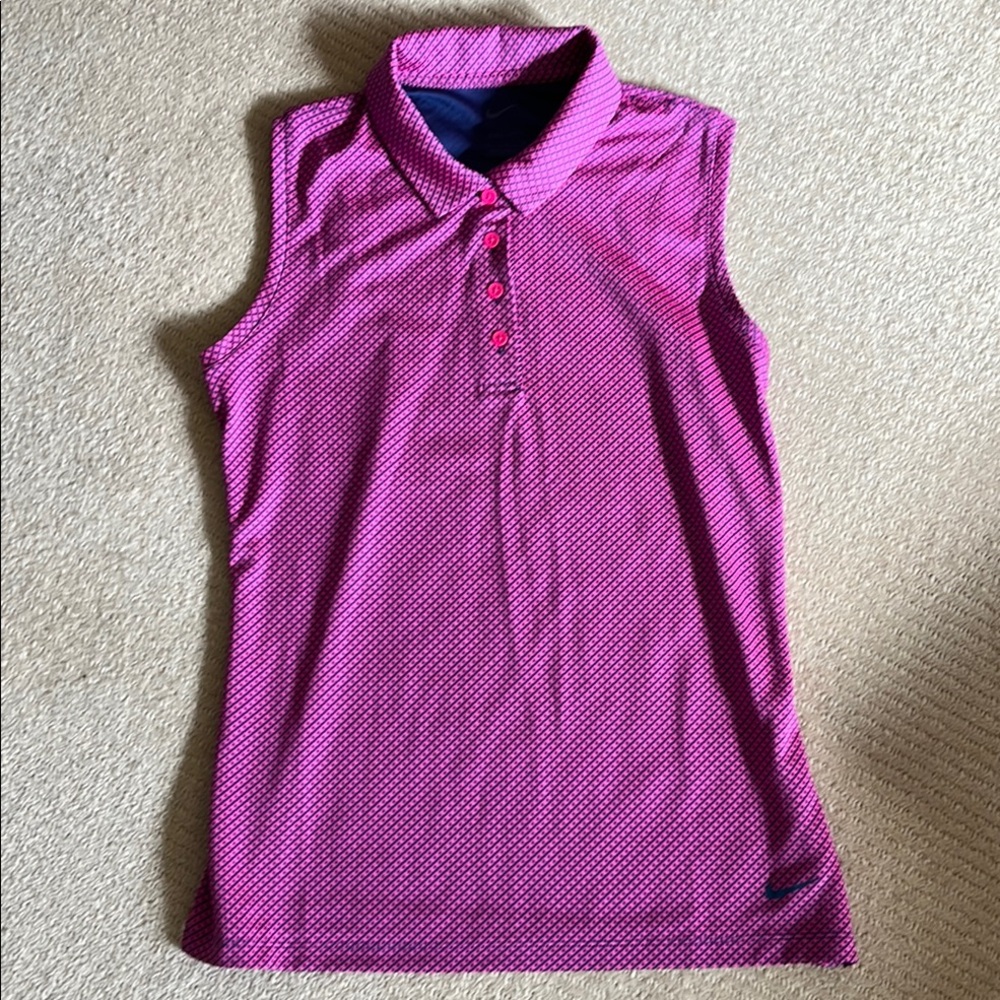 Nike Pink Polo Shirt with Contrast Collar